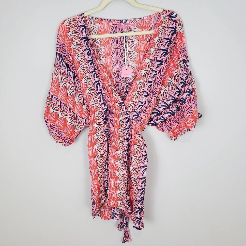 Simply Southern Scallop Shell Kimono Beach Cover-up Size S/M NWT